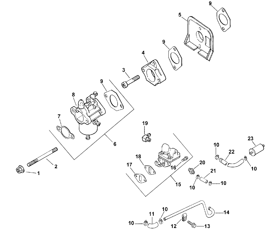 Carburetor & Fuel Pump (model 73429 Only)