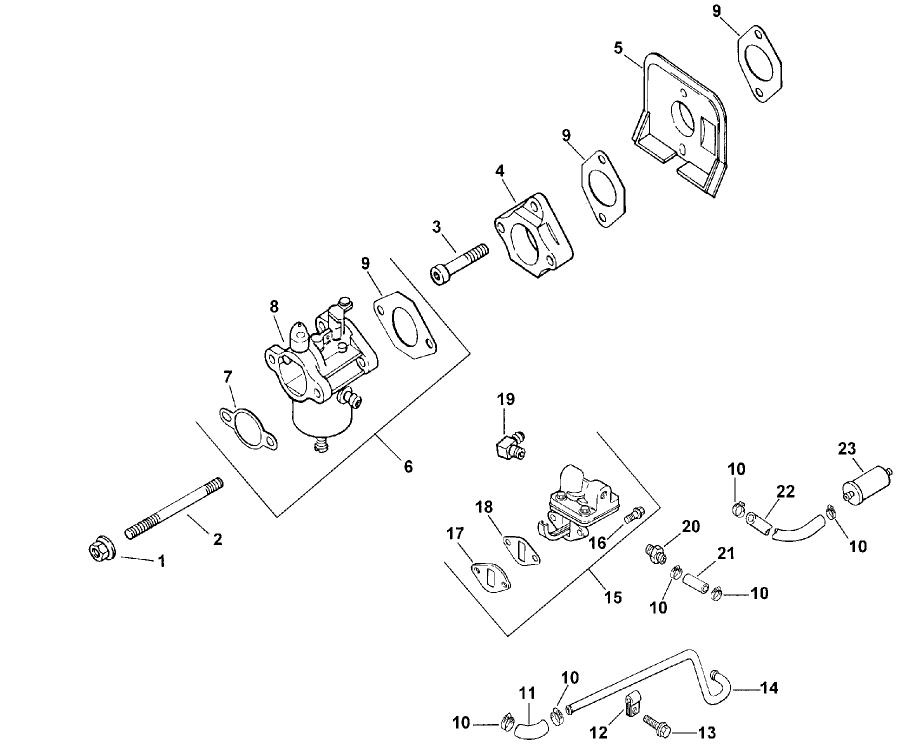 Carburetor & Fuel Pump (model 73449 Only)