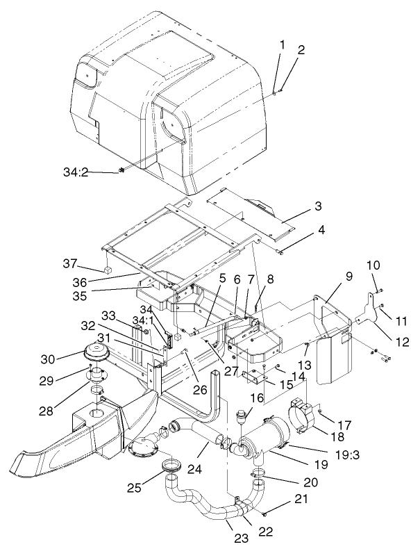 Air Cleaner And Bagger Frame Assembly