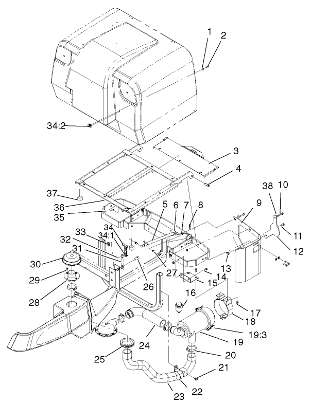 Air Cleaner And Bagger Frame Assembly