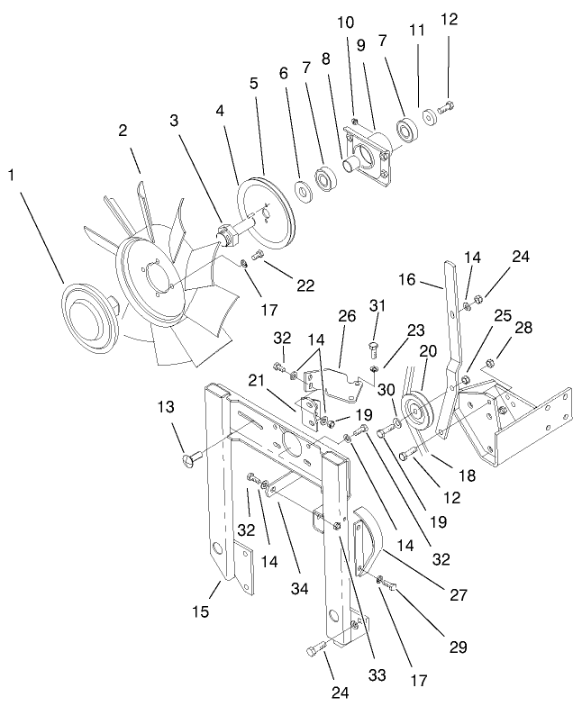 Engine Fan And Clutch Installation Assembly