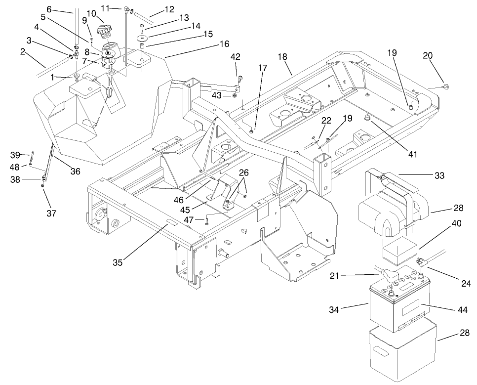 Frame, Fuel Tank & Battery Assembly