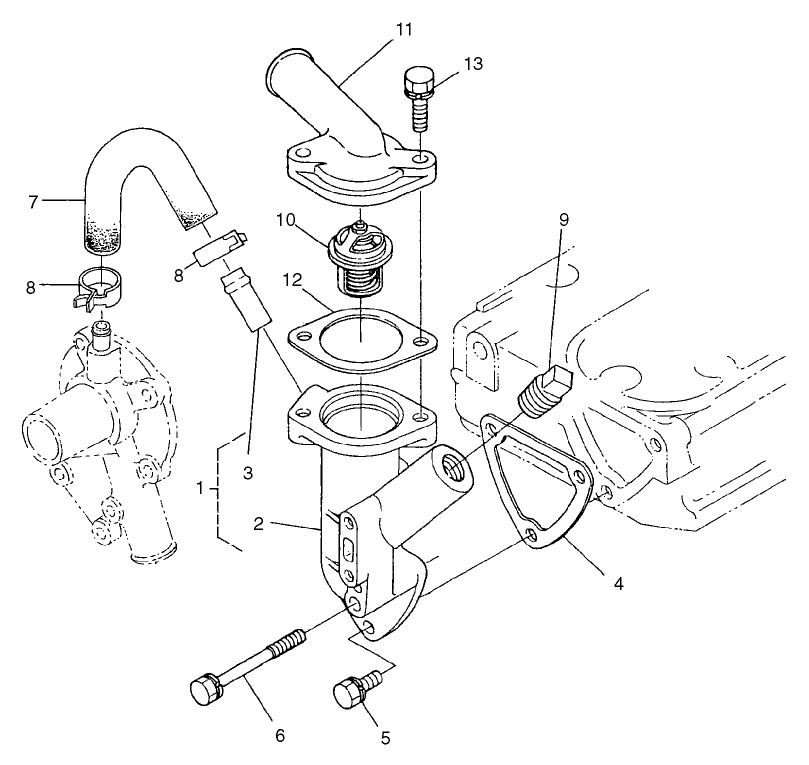 Water Flange And Thermostat Assembly