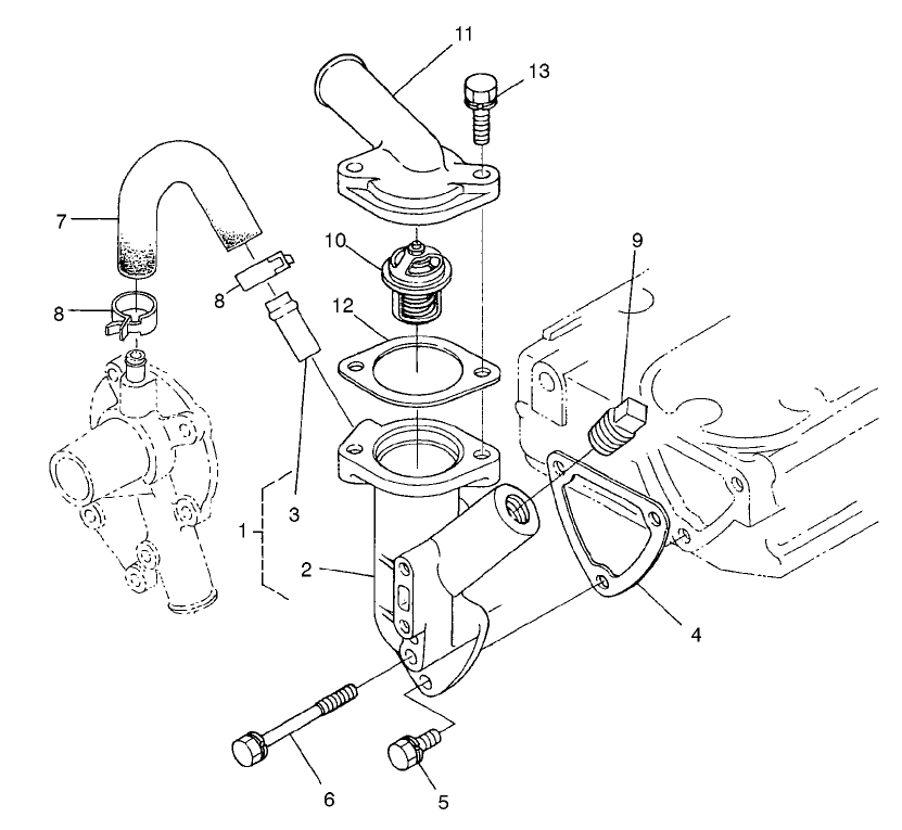 Water Flange And Thermostat Assembly