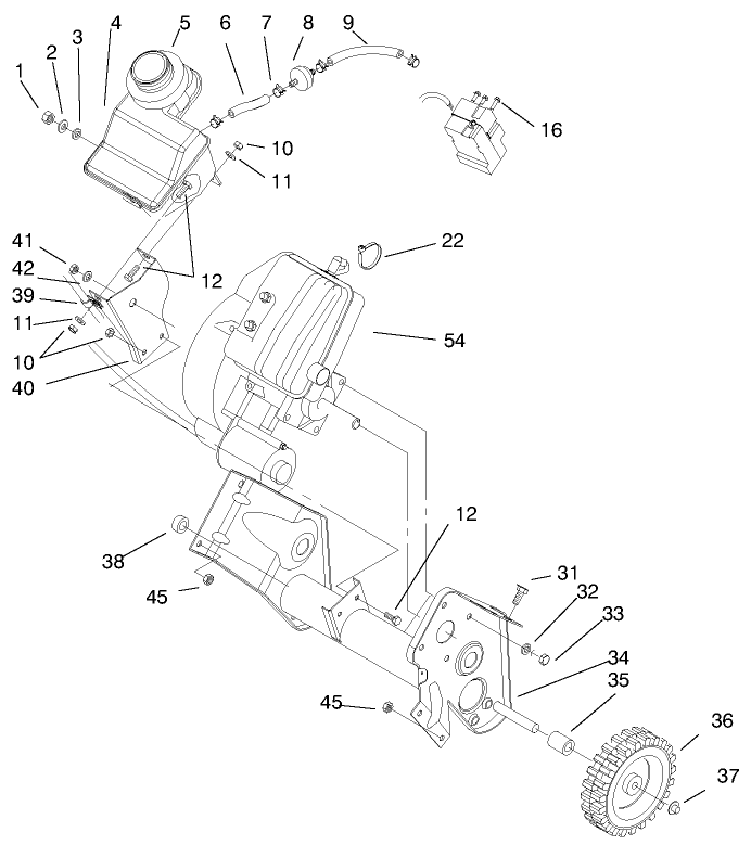 Engine and Fuel Tank Assembly