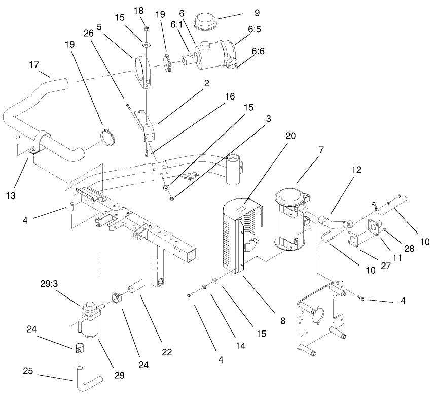 Air Cleaner, Fuel Filter & Exhaust Assembly