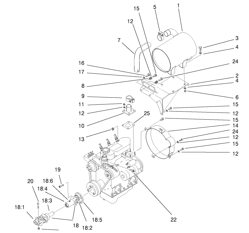 Muffler And Pump Drive Assembly