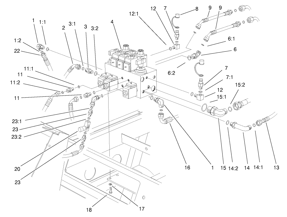 Hydraulic Control Block And Hoses Assembly