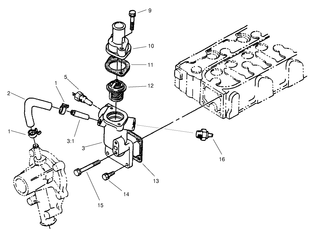 Water Flange And Thermostat Assembly