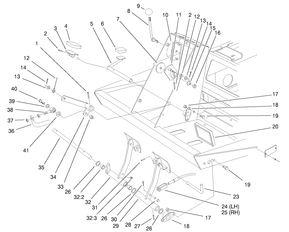 Traction And Brake Pedal Assembly