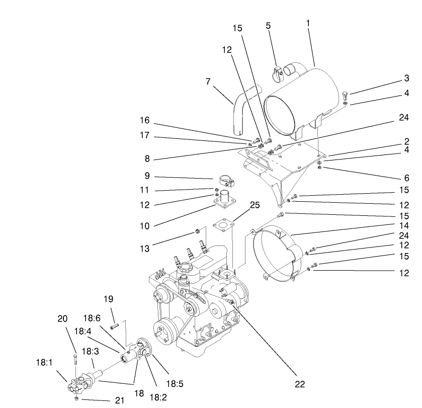 Muffler And Pump Drive Assembly
