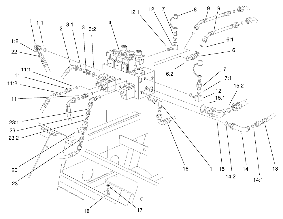 Hydraulic Control Block And Hoses Assembly