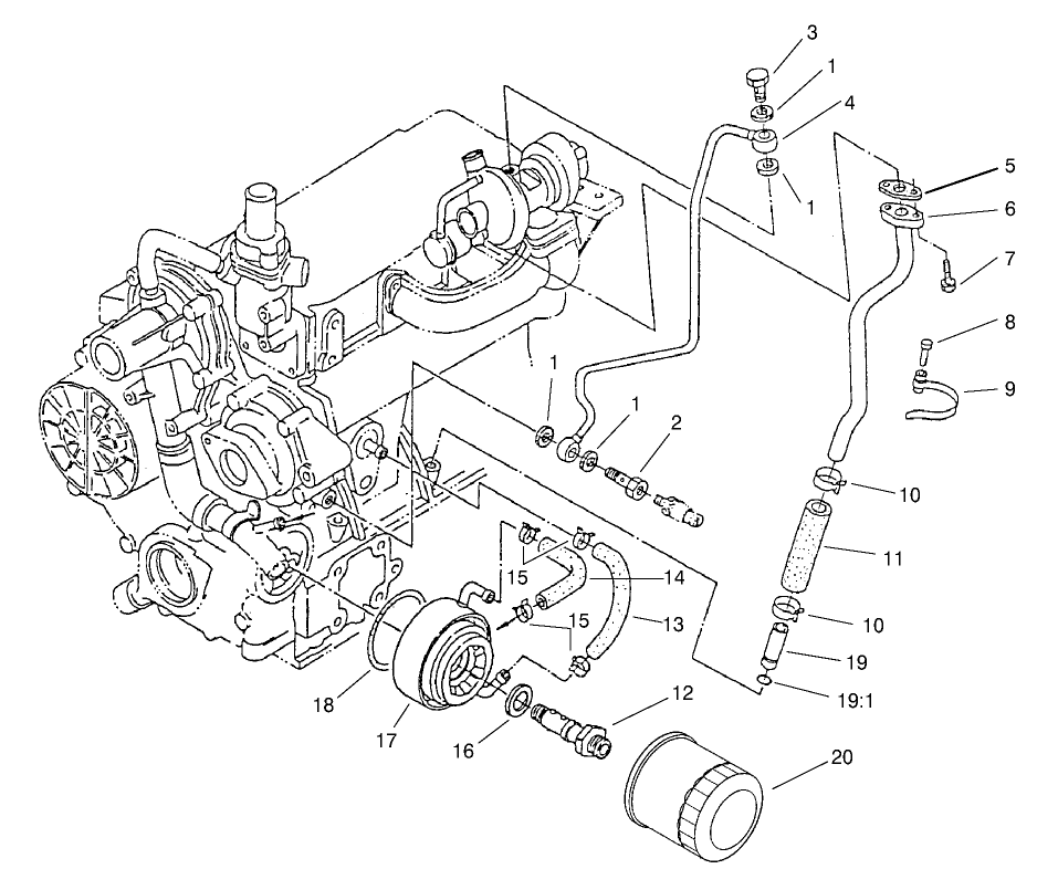 Filter, Oil Cooler & Pipe Assembly