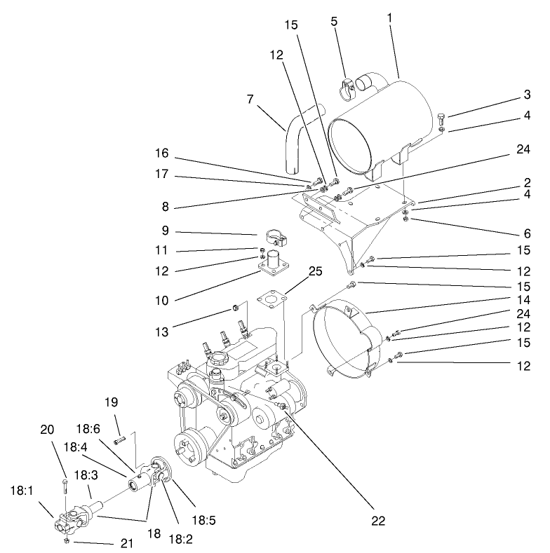 Muffler And Pump Drive Assembly