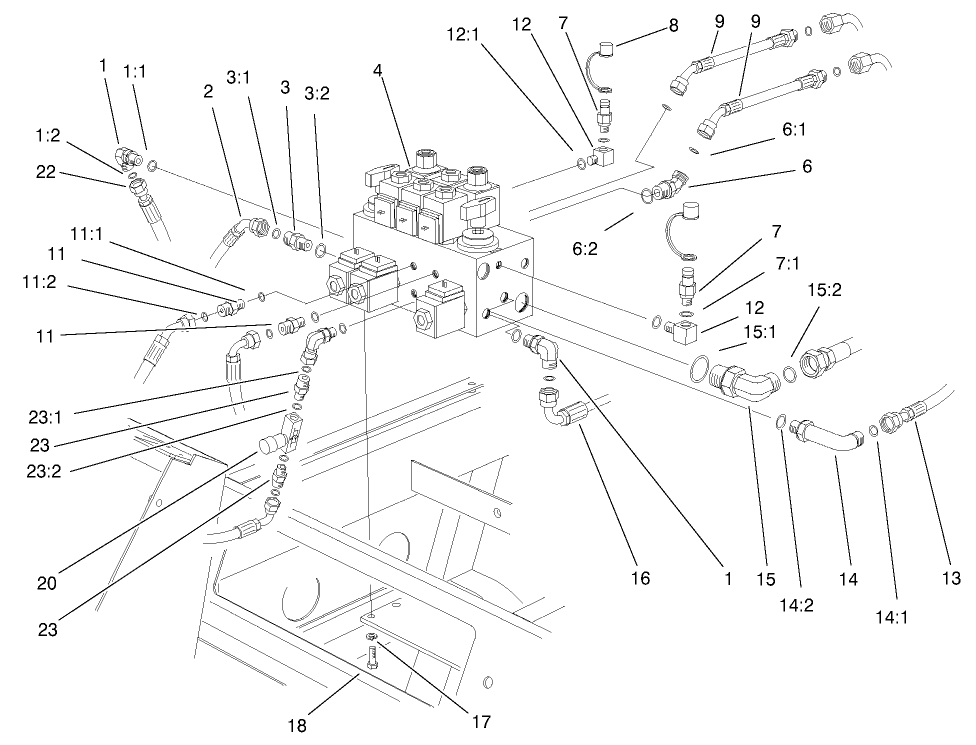 Hydraulic Control Block And Hoses Assembly
