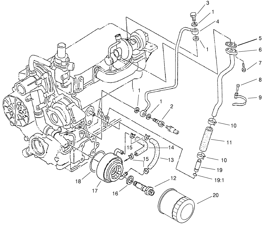 Filter, Oil Cooler & Pipe Assembly