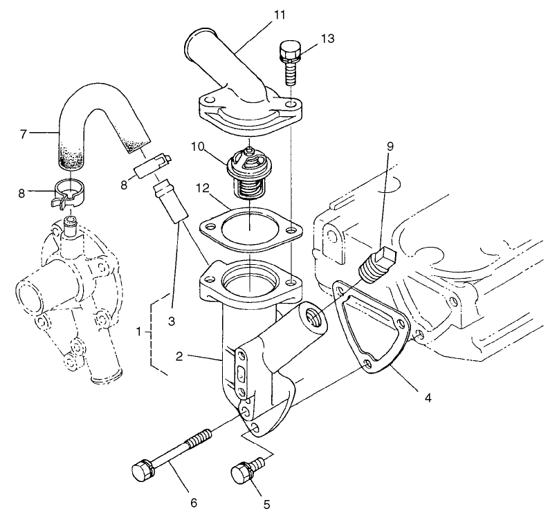 Water Flange And Thermostat Assembly