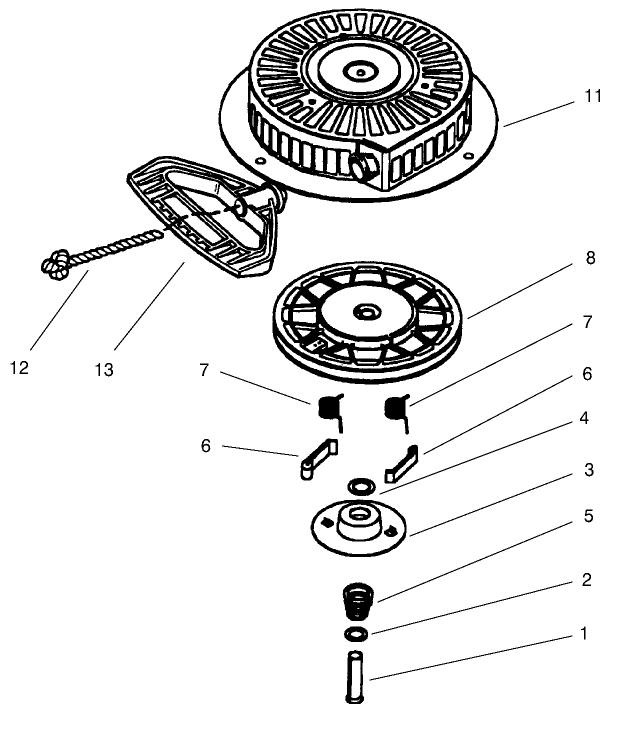 Recoil Starter No. 590733 (Optional) Tecumseh HMSK-80 155723