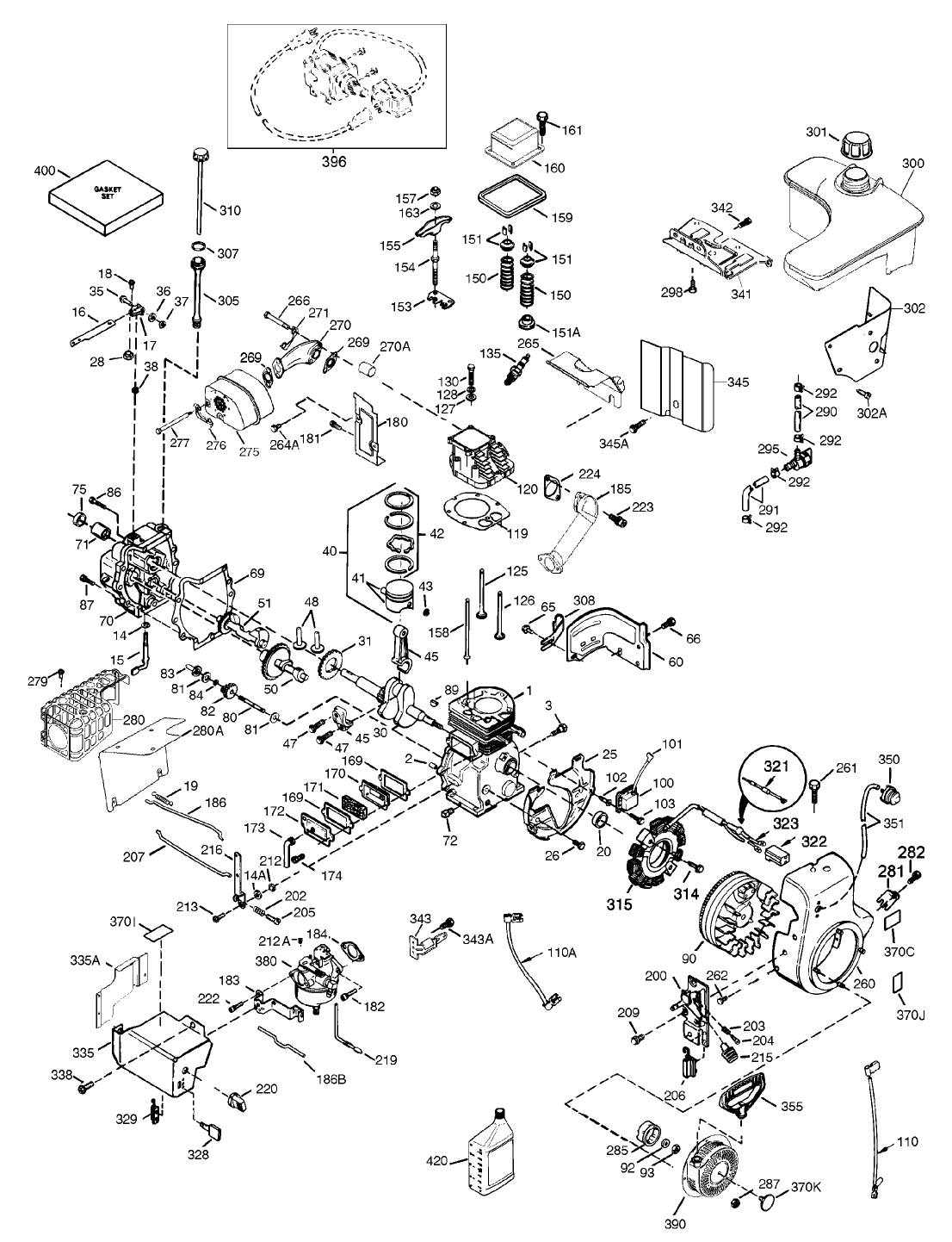 ENGINE ASSEMBLY OHSK 130-223819C (ONLY ON: 38087)