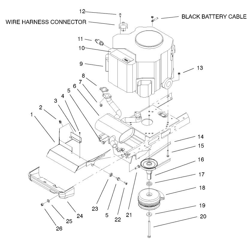 Twin Cylinder Engine, Muffler And Pto Assembly