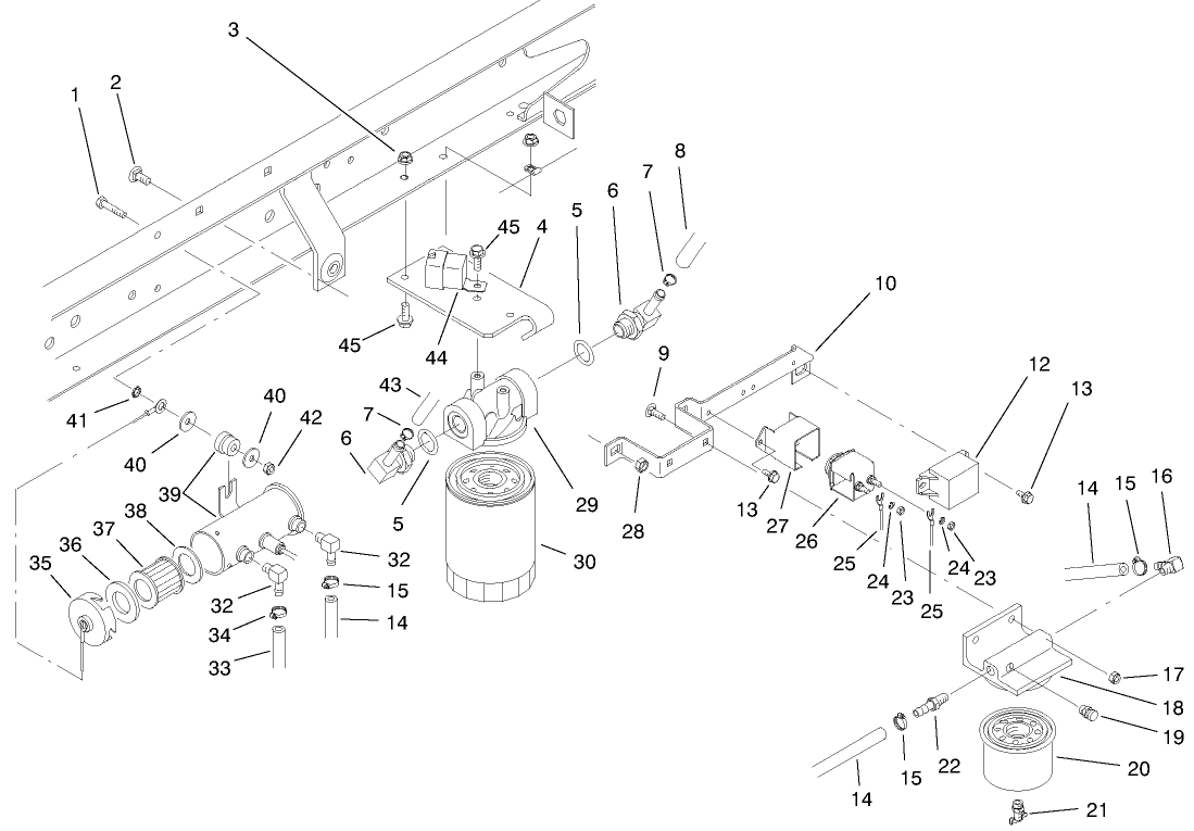 Fuel Filter, Fuel Pump & Relay Mounting