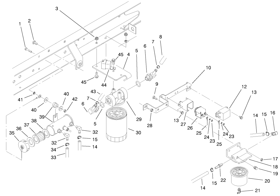Fuel Filter, Fuel Pump & Relay Mounting