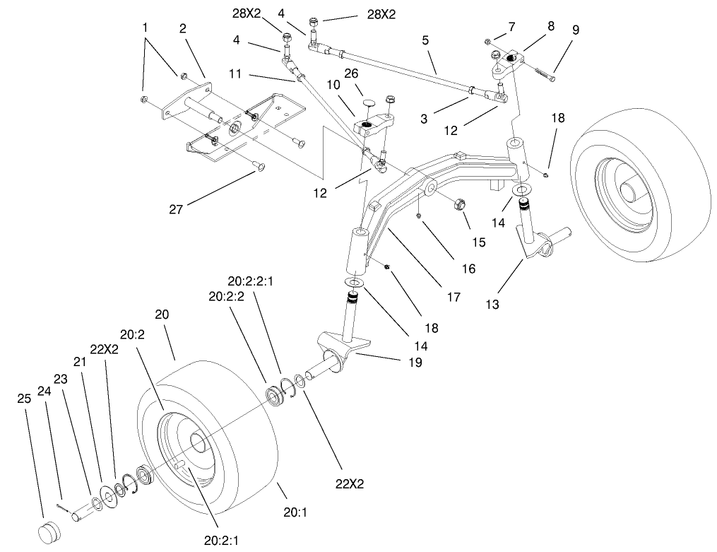 Tie Rods, Spindle And Front Axle Assembly