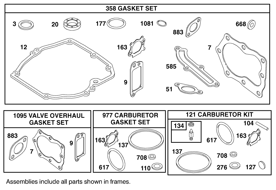 Gasket Sets and Carburetor Kit Assemblies  Briggs and Stratton 12h807-1775-E1