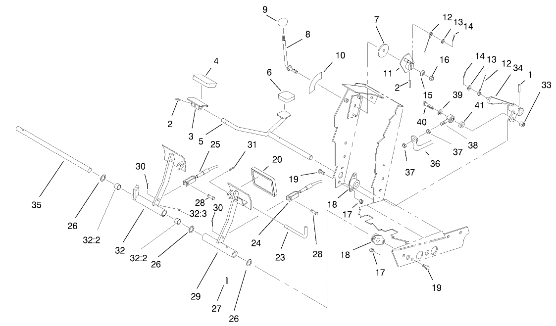 Traction And Brake Pedal Assembly