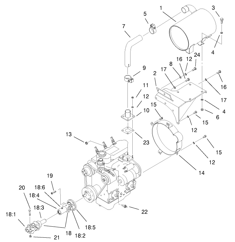 Muffler And Pump Drive Assembly