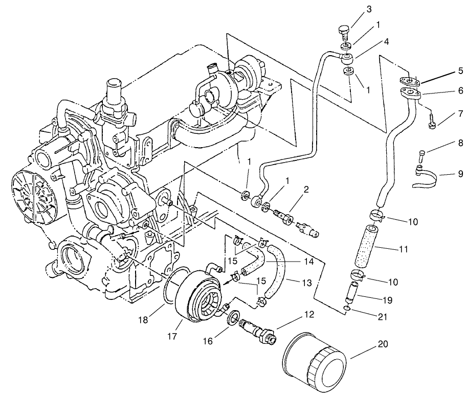 Filter, Oil Cooler & Pipe Assembly