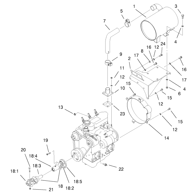 Muffler And Pump Drive Assembly