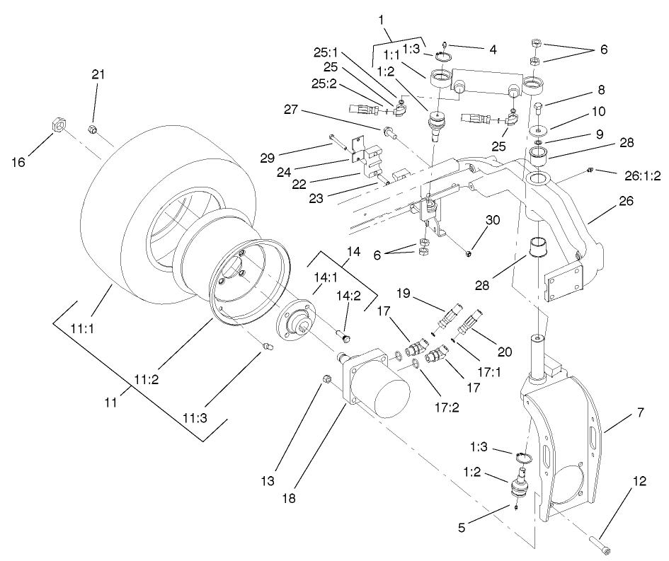 Rear Fork And Tire Assembly