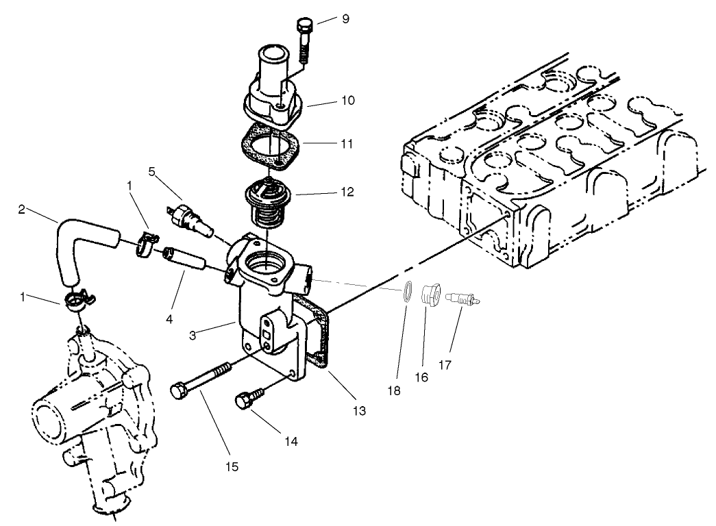 Water Flange And Thermostat Assembly