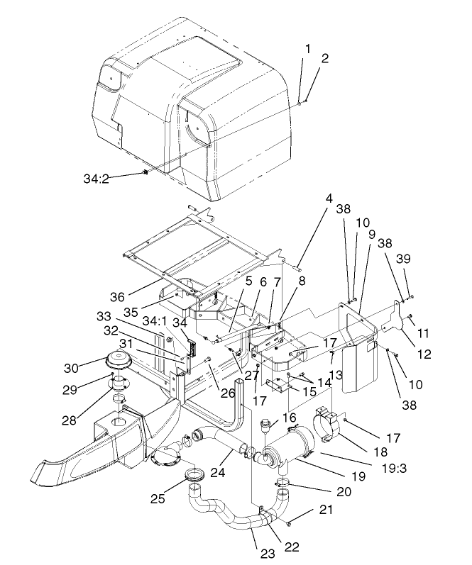 Air Cleaner And Bagger Frame Assembly