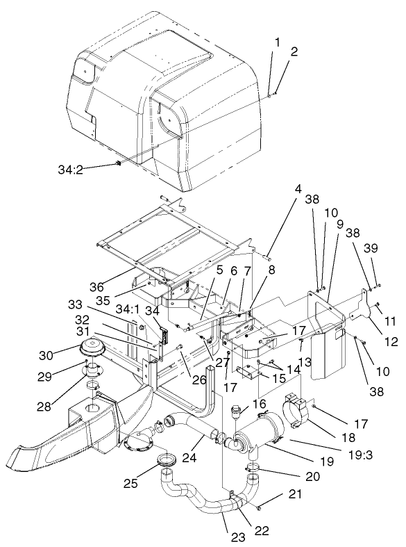 Air Cleaner And Bagger Frame Assembly