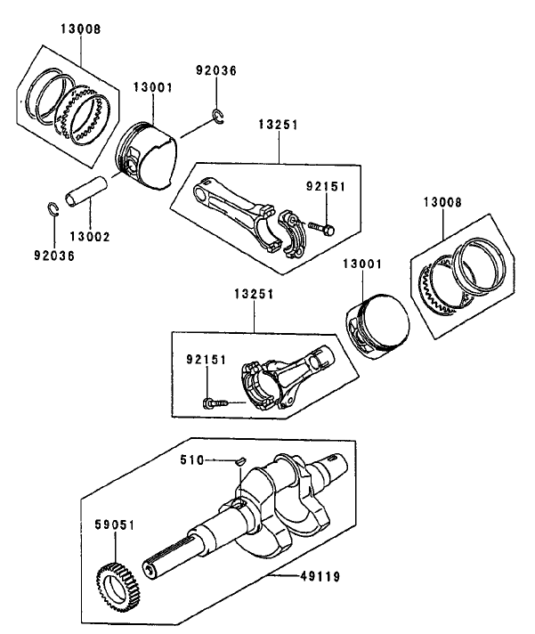 Piston/crankshaft (kawasaki Fd750d-As03)