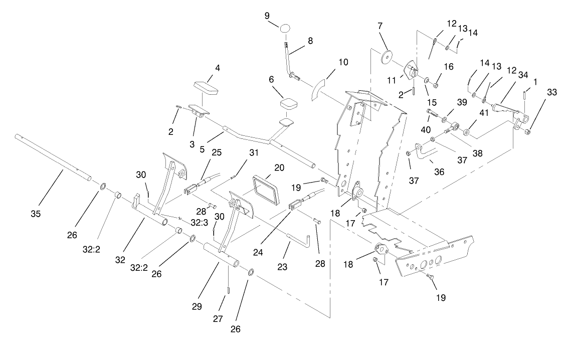 Traction And Brake Pedal Assembly