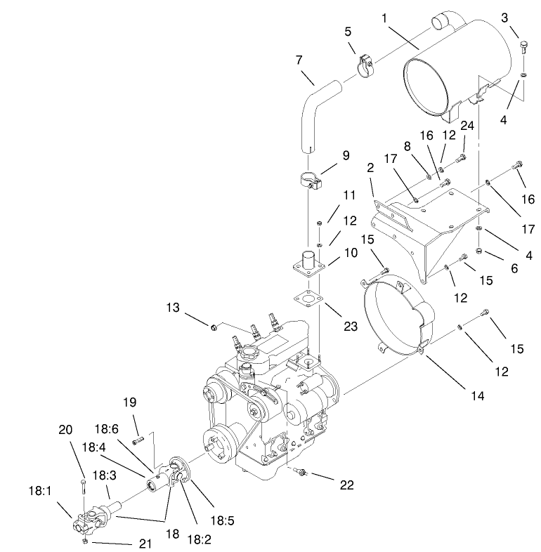 Muffler And Pump Drive Assembly