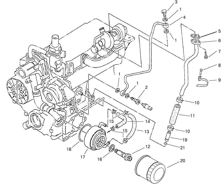 Filter, Oil Cooler & Pipe Assembly