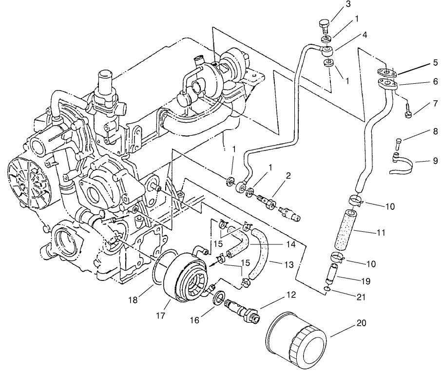 Filter, Oil Cooler & Pipe Assembly