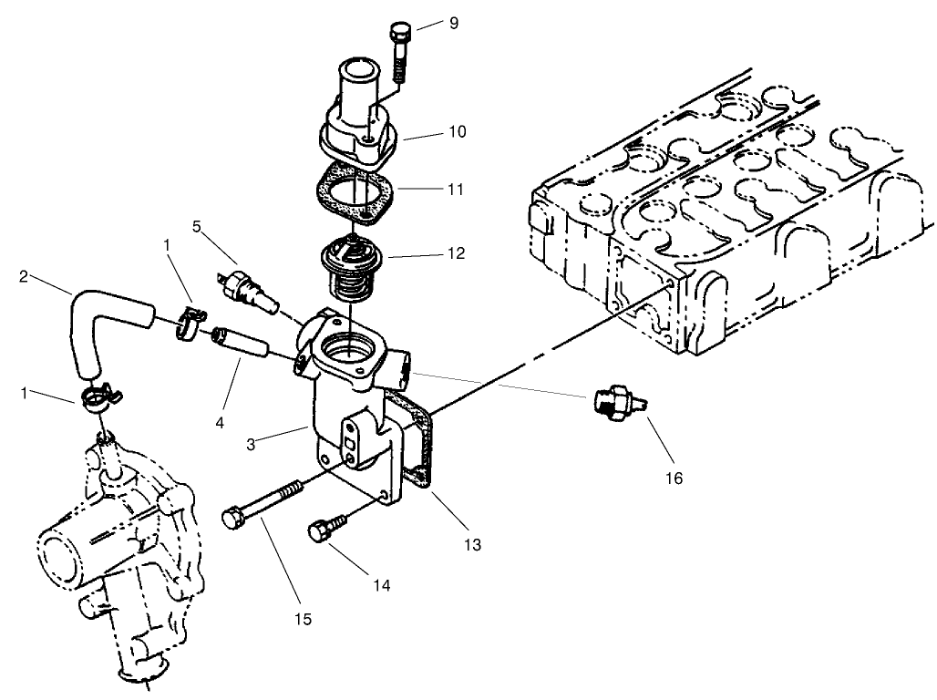 Water Flange & Thermostat Assembly