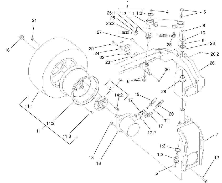 Rear Fork And Tire Assembly