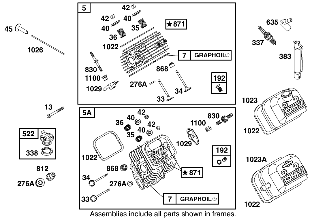 Cylinder Head And Cover Assembly Briggs And Stratton 303447-1314-E1