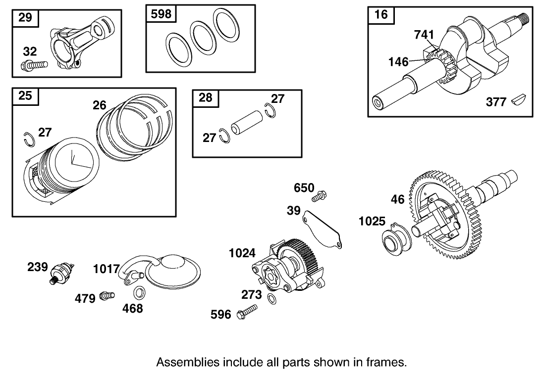Crankshaft, Piston And Oil Pump Assembly Briggs And Stratton 303447-1314-E1