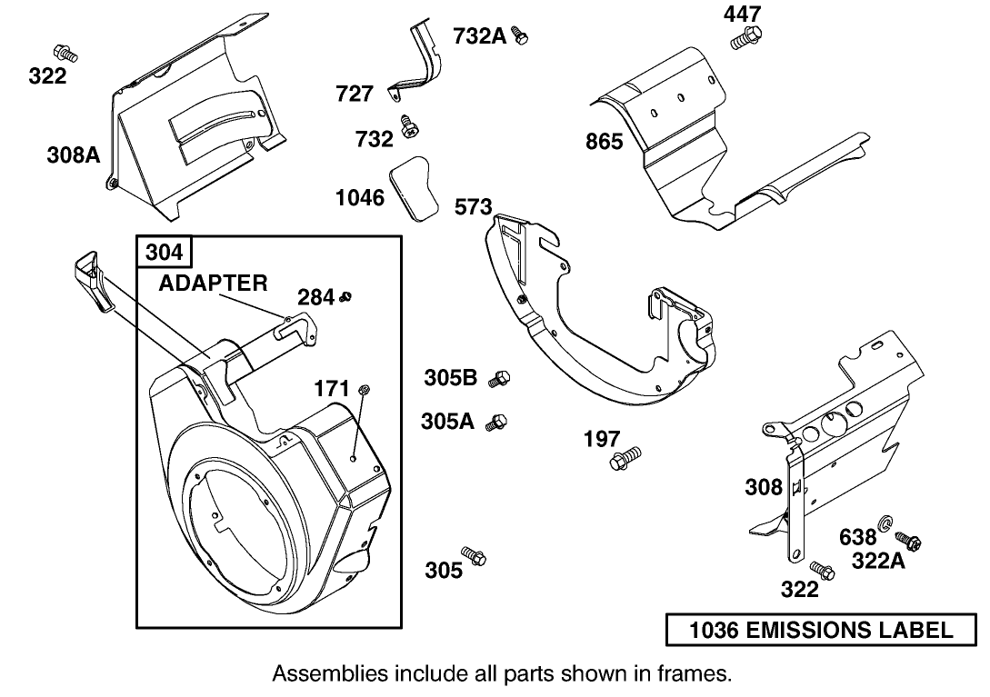 Blower Housing And Cover Assembly Briggs And Stratton 303447-1314-E1