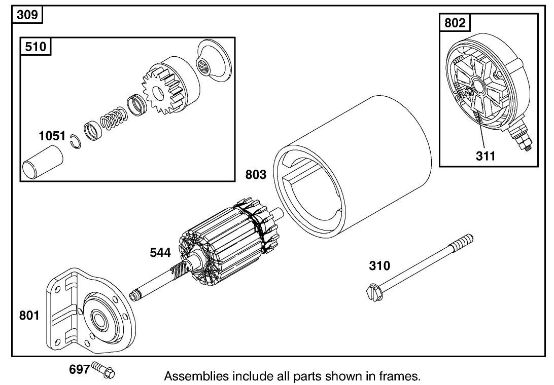 Starter Motor Assembly Briggs And Stratton 303447-1314-E1