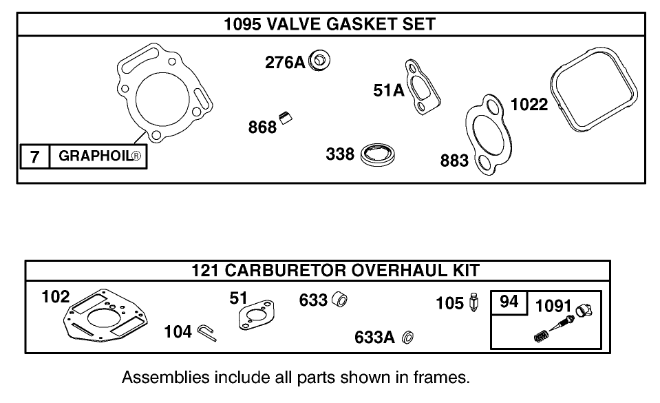 Valve Gasket Set And Carburetor Overhaul Kit Briggs And Stratton 303447-1314-E1