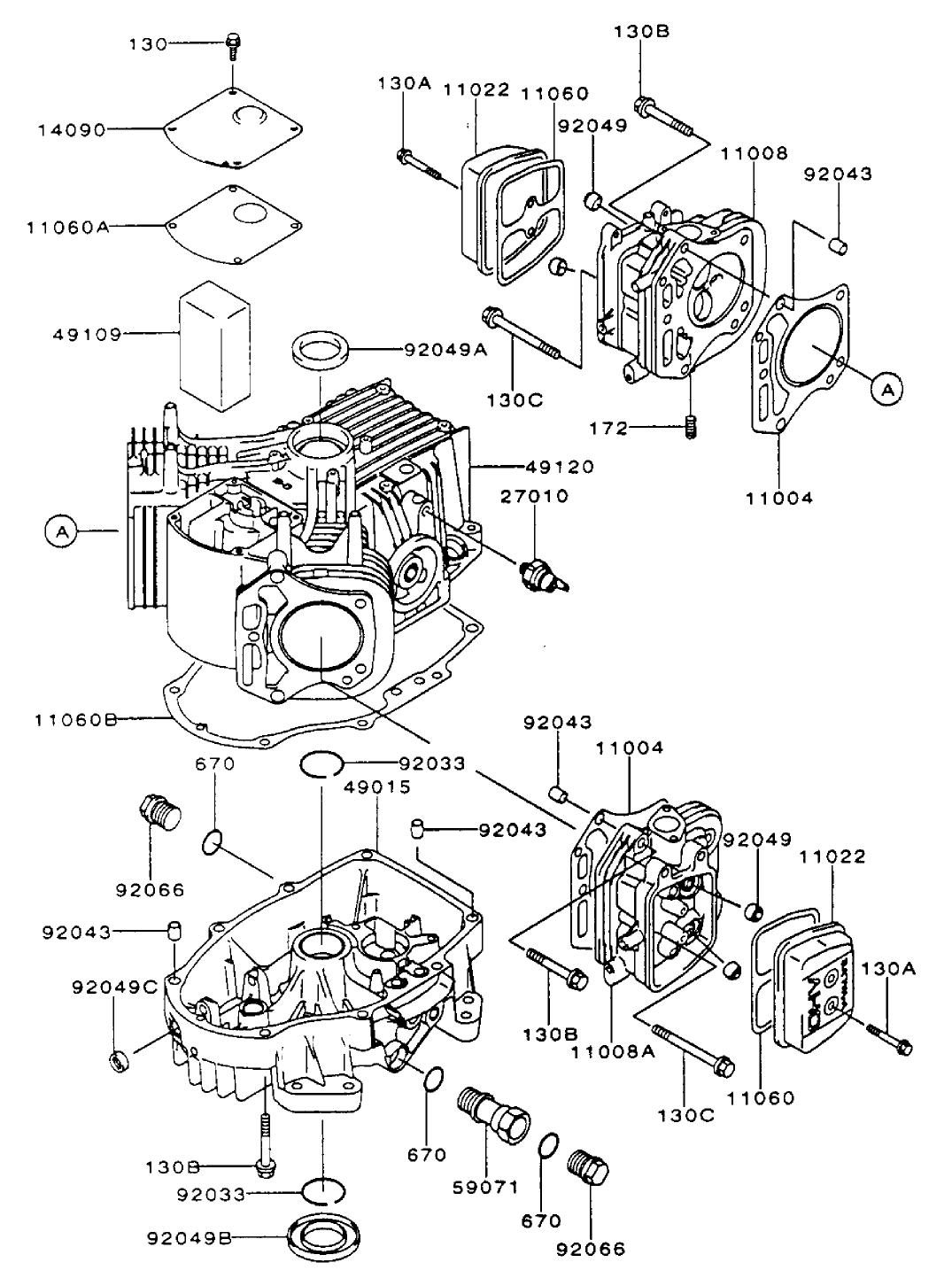 Cylinder/crankcase Assembly Kawasaki Fh500v-As10