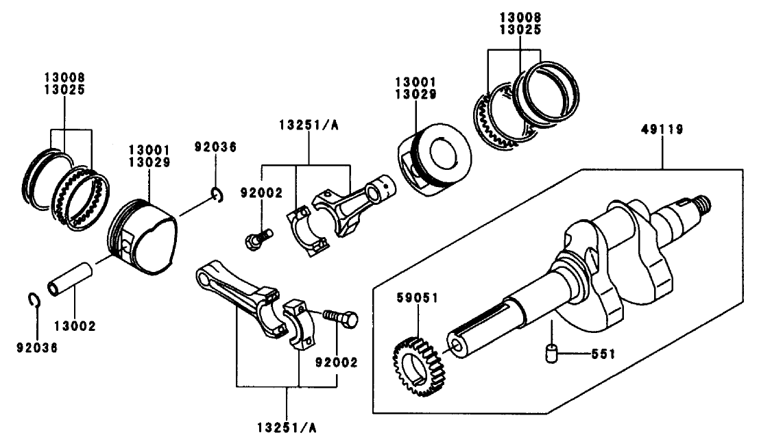 Piston/crankshaft-Kawasaki Fd661d As-03